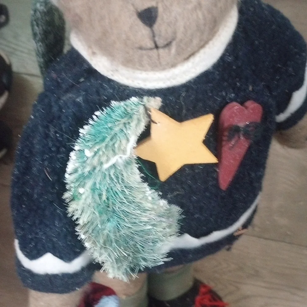 Teddy Bear with Festive Sweater Standing Decor
